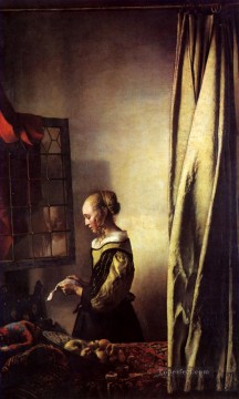 バロック Painting - 開いた窓で手紙を読む少女 バロック ヨハネス・フェルメール